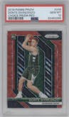 Donte DiVincenzo from the 2018-19 Panini Prizm set featuring a Choice Red parallel graded by PSA and given an overall grade of 10.