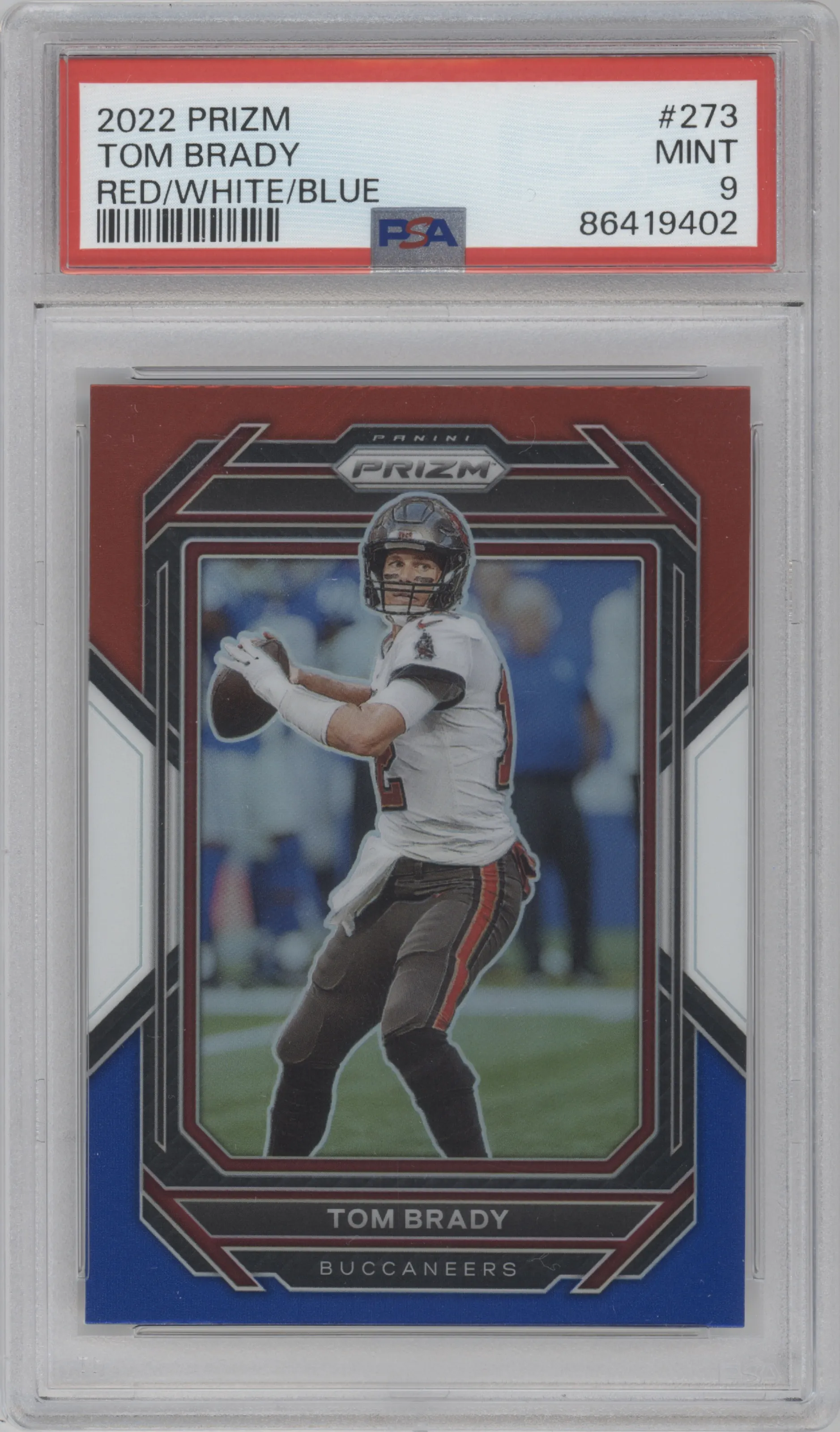 2022 Panini Prizm Tom Brady Red/White/Blue Prizm #273 PSA 9