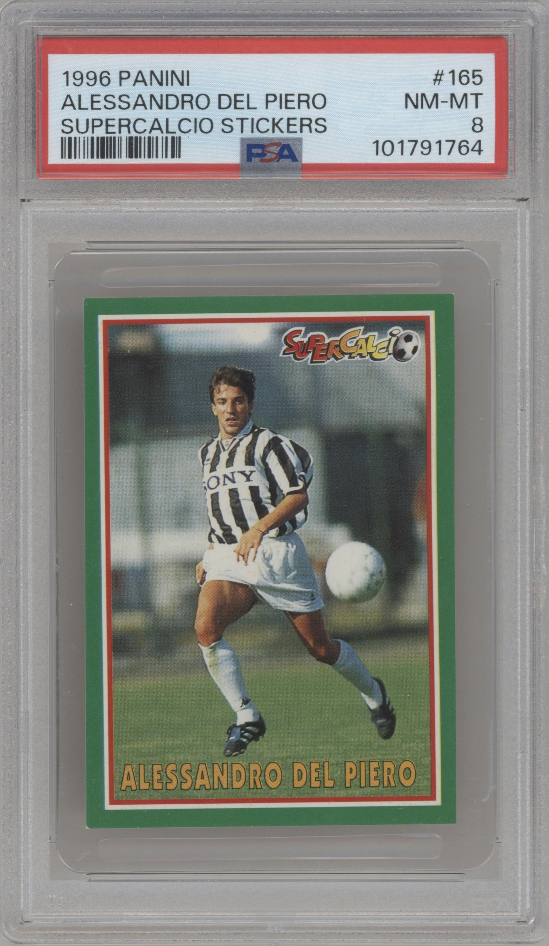Alessandro Del Piero from the 1996-97 Panini Supercalcio set graded by PSA and given an overall grade of 8.