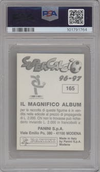 Alessandro Del Piero from the 1996-97 Panini Supercalcio set graded by PSA and given an overall grade of 8.