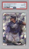 Josh Lowe from the 2022 Bowman’s Best   set featuring a Atomic Refractor parallel graded by PSA and given an overall grade of 10.