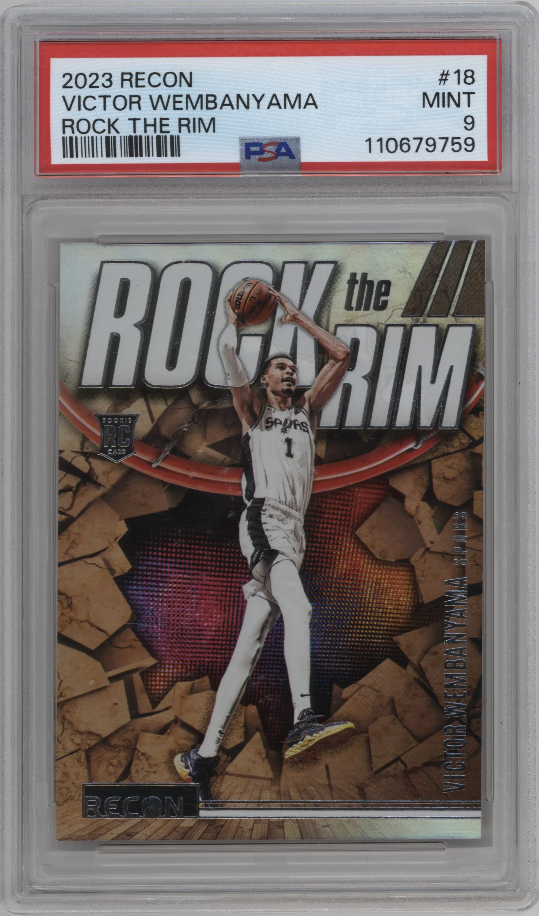 2023 Panini Recon Rock the Rim Victor Wembanyama #18 PSA 9