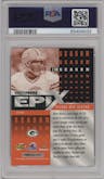 Brett Favre from the 1997 Pinnacle Certified set featuring a Orange parallel graded by PSA and given an overall grade of 9.