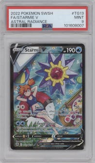 Starmie V from the 2022 Pokemon SWSH set graded by PSA and given an overall grade of 9.