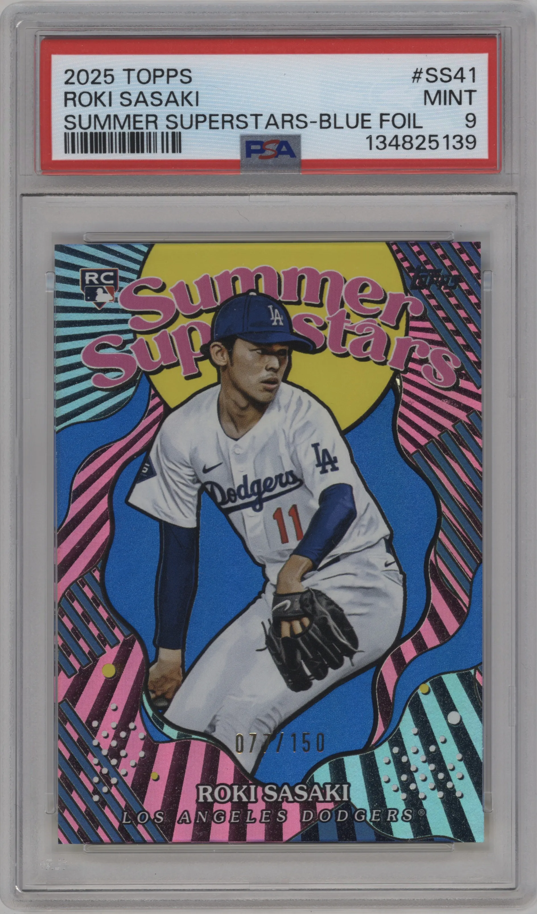 2025 Topps Summer Superstars Roki Sasaki Blue PSA 9