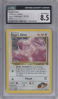 Koga's Ditto from the 2000 Pokemon GH set graded by CSG and given an overall grade of 8.5.