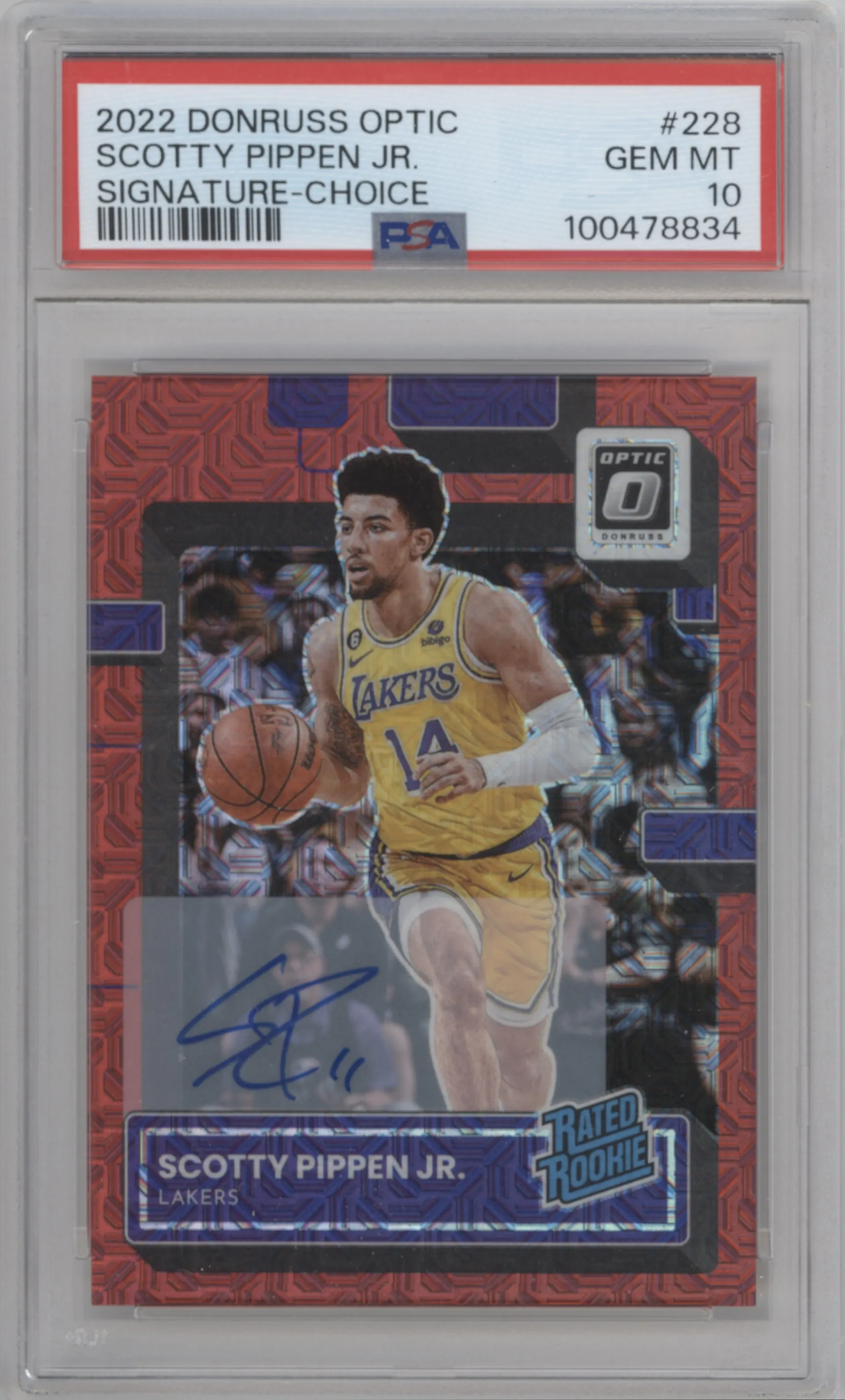 2022 Panini Donruss Optic Rtd.Rke.Sig. Scotty Pippen Jr. Choice PSA 10
