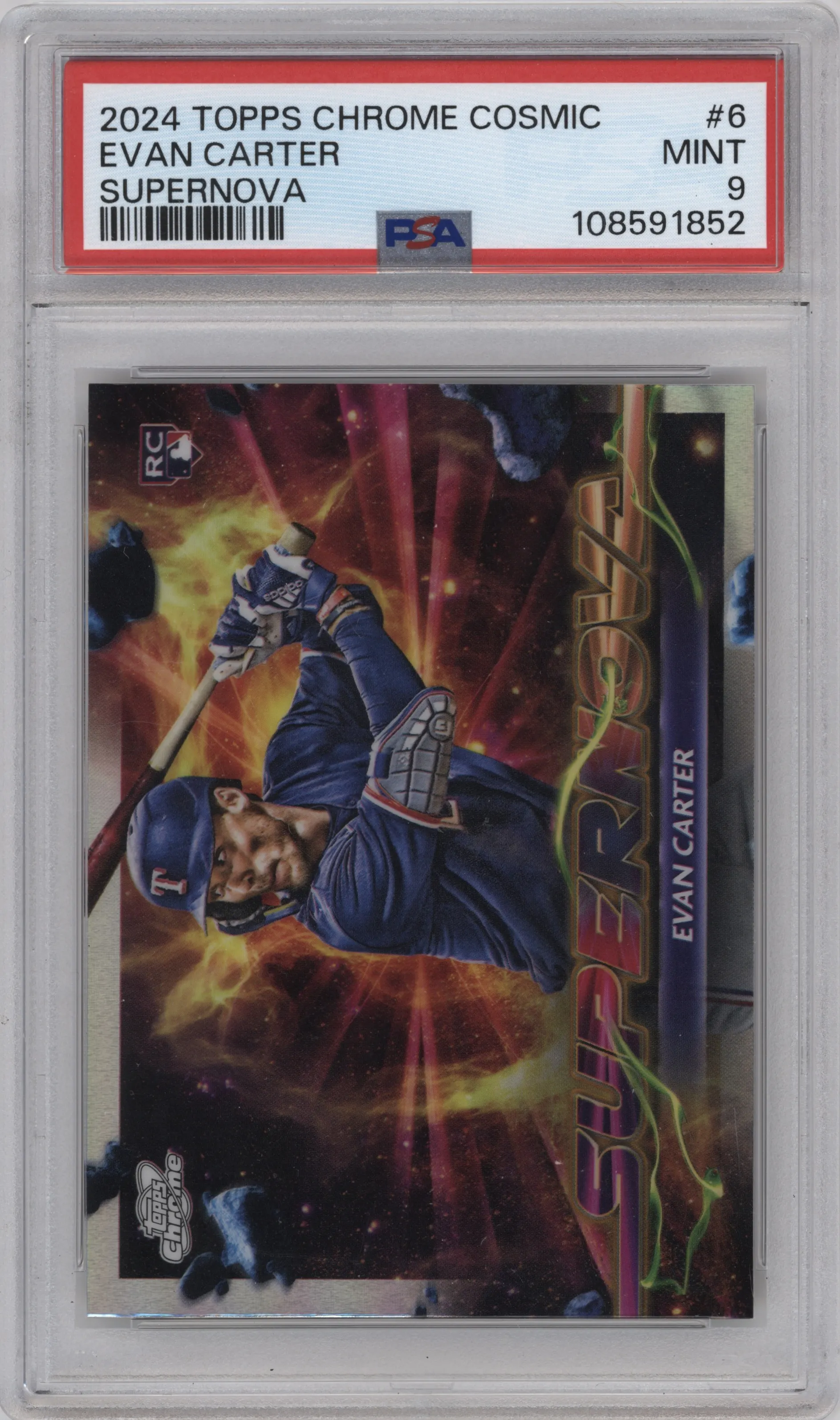 2024 Topps Cosmic Chrome Supernova Evan Carter PSA 9