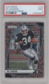Bo Jackson from the 2024 Panini Prizm set featuring a Snakeskin parallel graded by PSA and given an overall grade of 9.