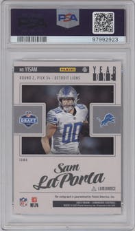 Sam LaPorta from the 2023 Panini Luminance set graded by PSA and given an overall grade of 9.