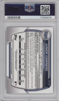 Junior Caminero from the 2023 Bowman  set graded by PSA and given an overall grade of 10.