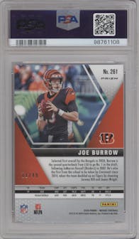 Joe Burrow from the 2020 Panini Mosaic set featuring a Purple Mosaic parallel graded by PSA and given an overall grade of 10.