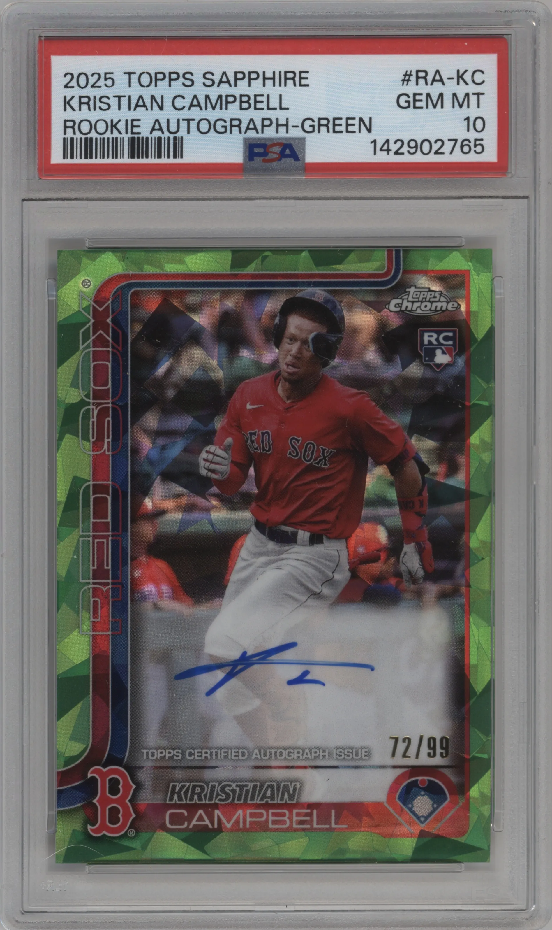 2025 Topps Chrome Sapphire Edition Rke.Auto Kristian Campbell Green #RA-KC PSA 10
