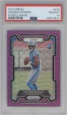 Hendon Hooker from the 2023 Panini Prizm set featuring a Purple Wave parallel graded by PSA and given an overall grade of 10.