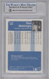 Don Mattingly  from the 1984 Fleer set graded by Beckett and given an overall grade of 9.