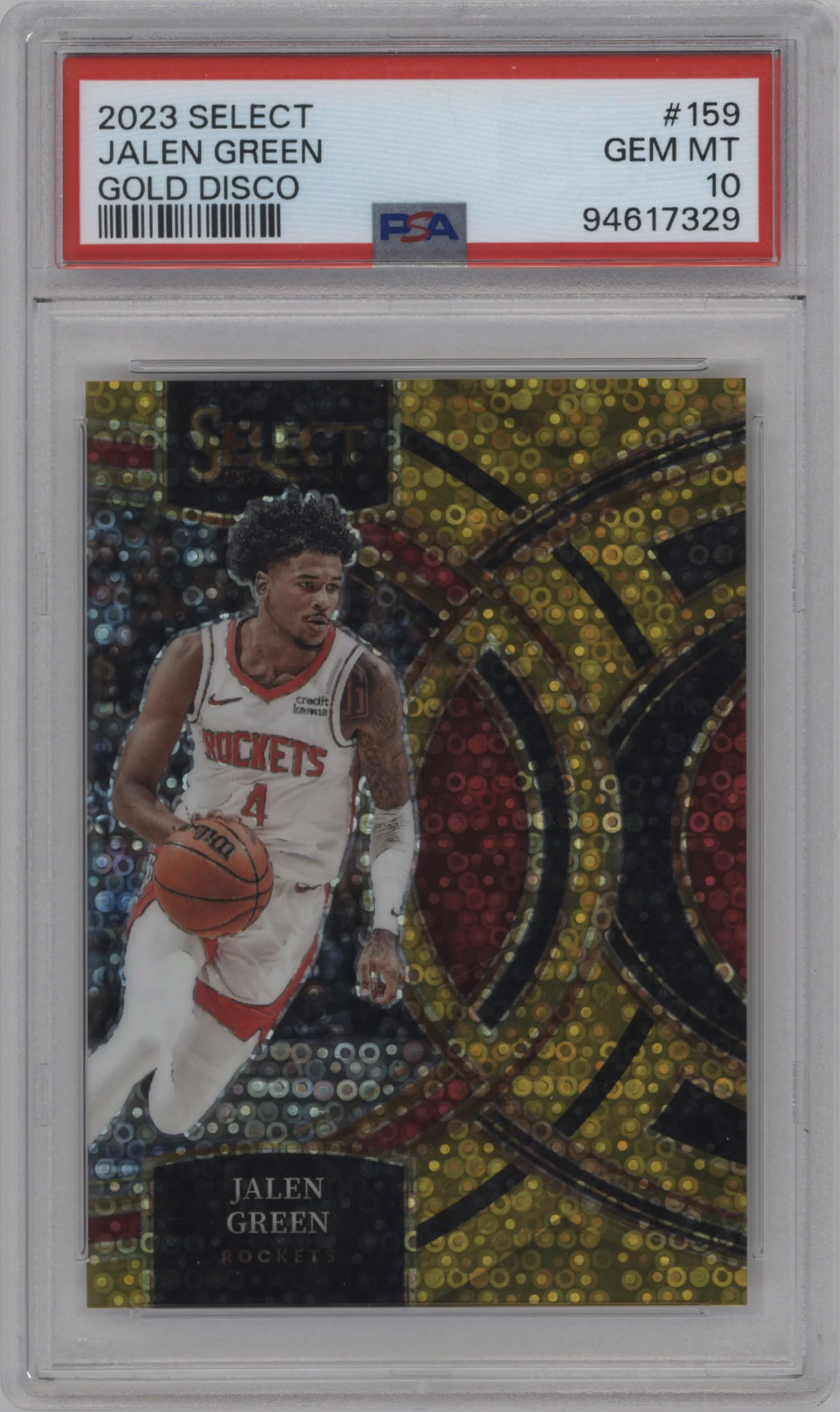 2023 Panini Select Pre.Lvl. Jalen Green Gold Disco #159 PSA 10