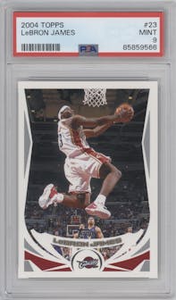 LeBron James from the 2004-05 Topps set graded by PSA and given an overall grade of 9.