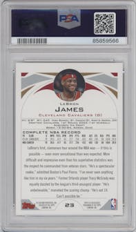 LeBron James from the 2004-05 Topps set graded by PSA and given an overall grade of 9.