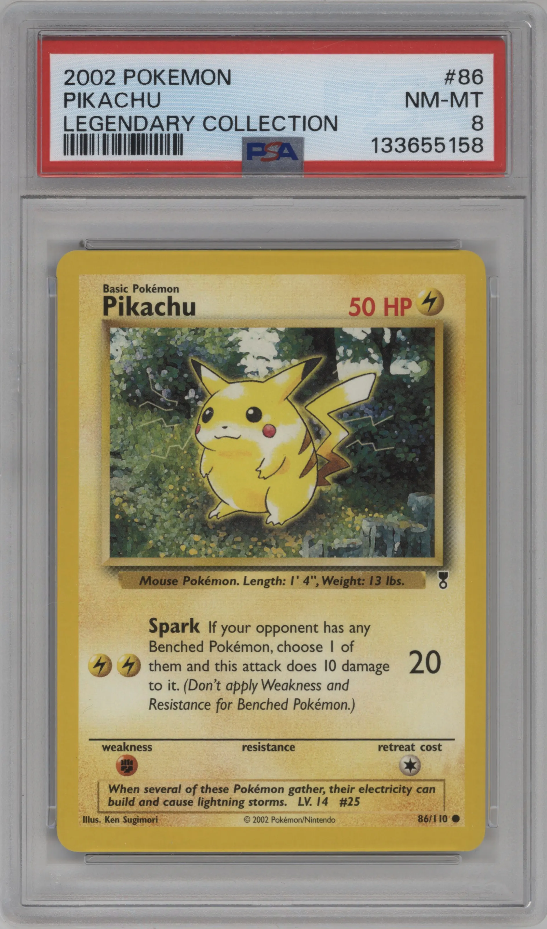 2002 Pokemon Legendary Collection Pikachu PSA 8