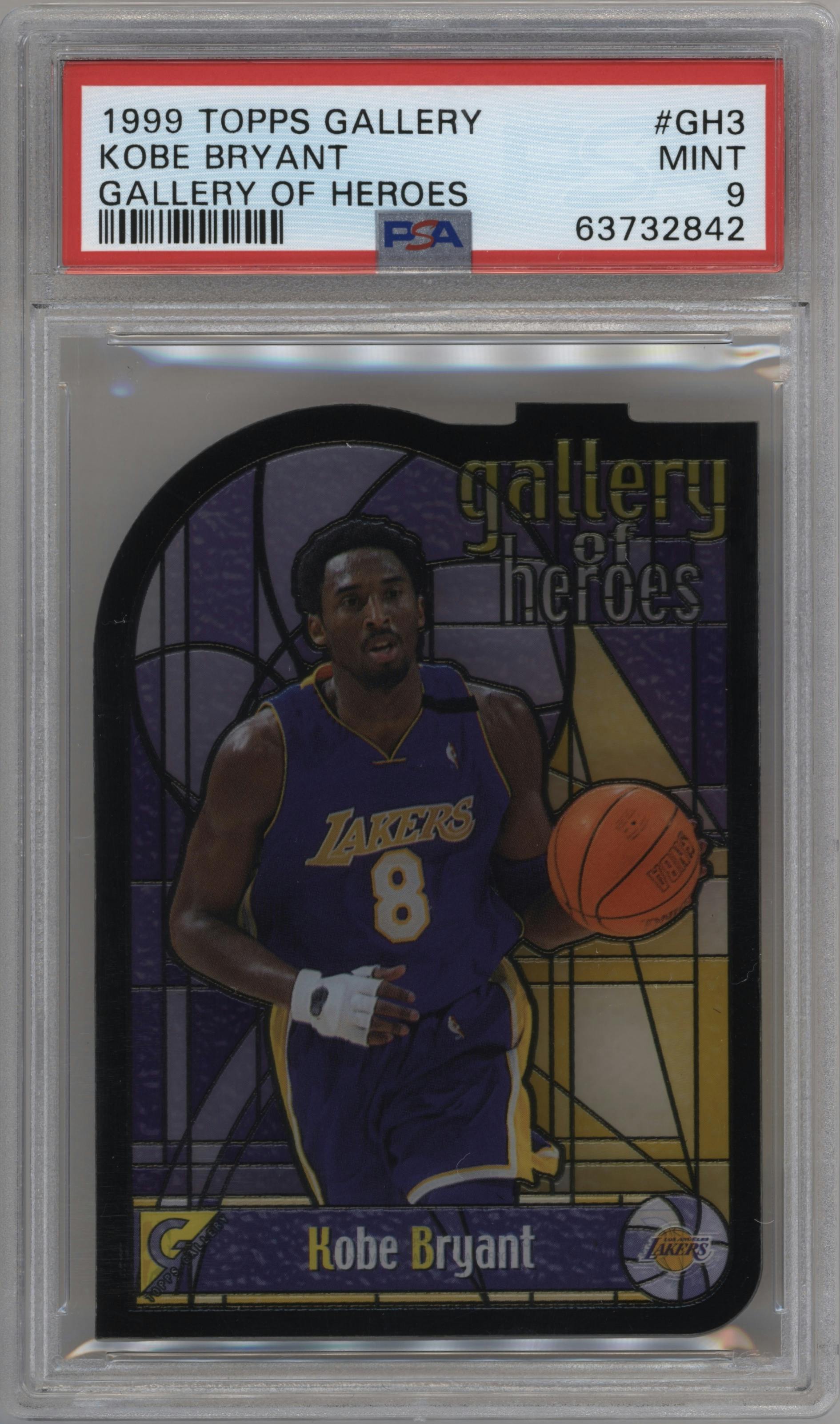 Kobe Bryant from the 1999-00 Topps Gallery set graded by PSA and given an overall grade of 9.