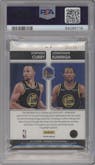 Jonathan Kuminga/Stephen Curry from the 2021-22 Panini Contenders Optic set featuring a Blue Cracked Ice parallel graded by PSA and given an overall grade of 10.