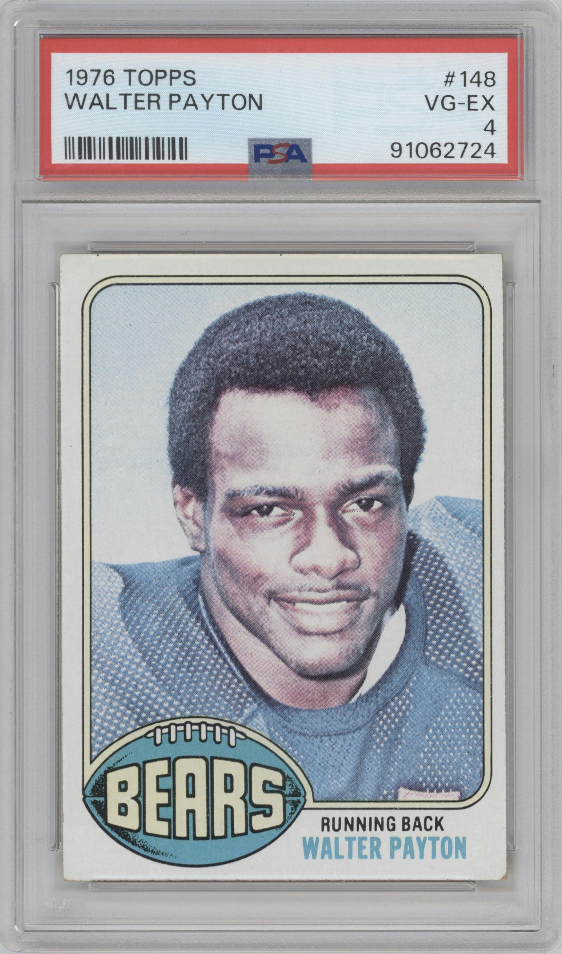 Walter Payton  from the 1976 Topps set graded by PSA and given an overall grade of 4.