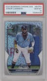 Junior Caminero from the 2023 Bowman Mega Box set graded by PSA and given an overall grade of 10.