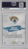 Trevor Lawrence from the 2021 Panini Donruss set graded by PSA and given an overall grade of 10.