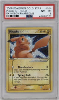 Pikachu Gold Star from the 2006 Pokemon EX set graded by PSA and given an overall grade of 8.