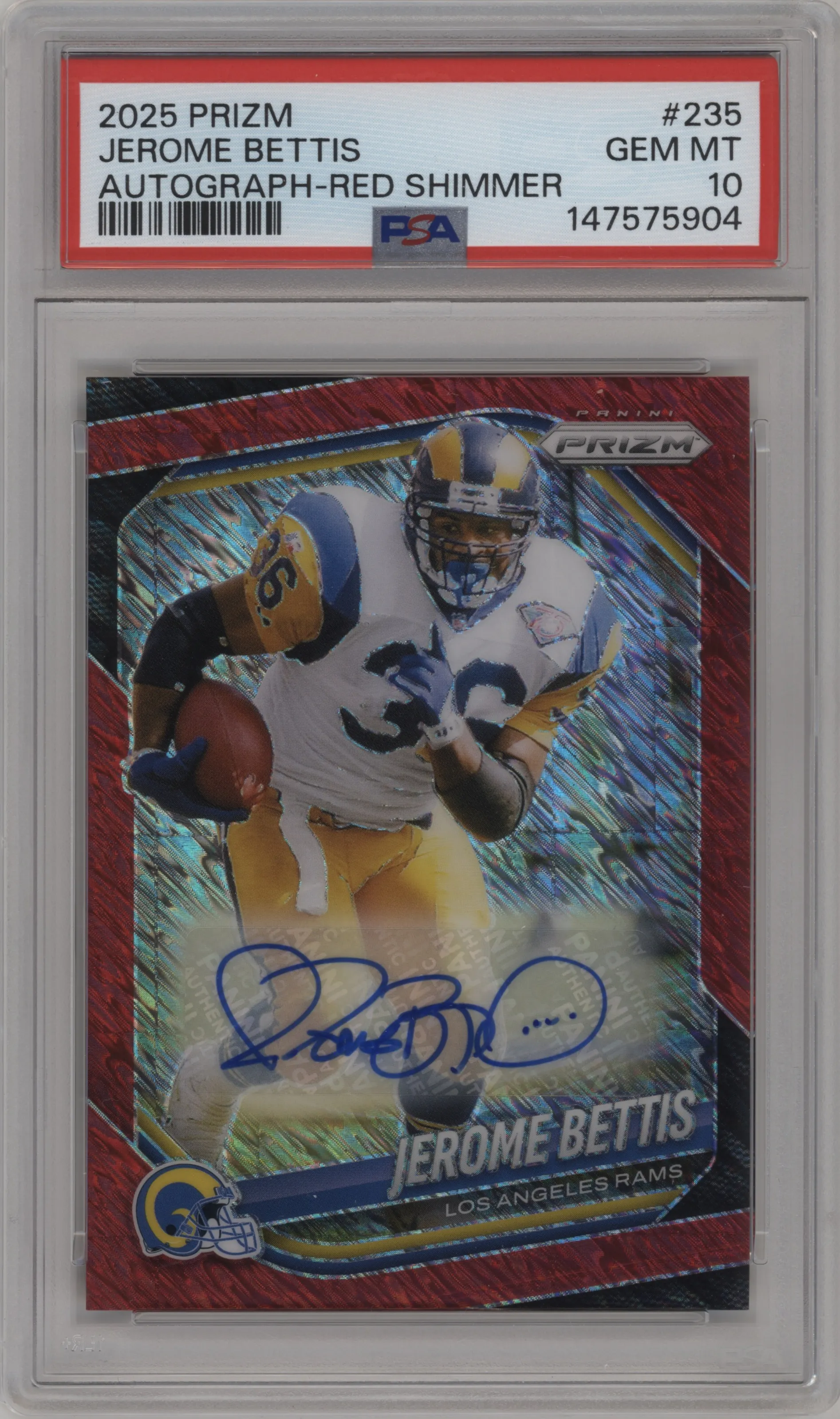2025 Panini Prizm Auto Jerome Bettis Red Shimmer #235 PSA 10