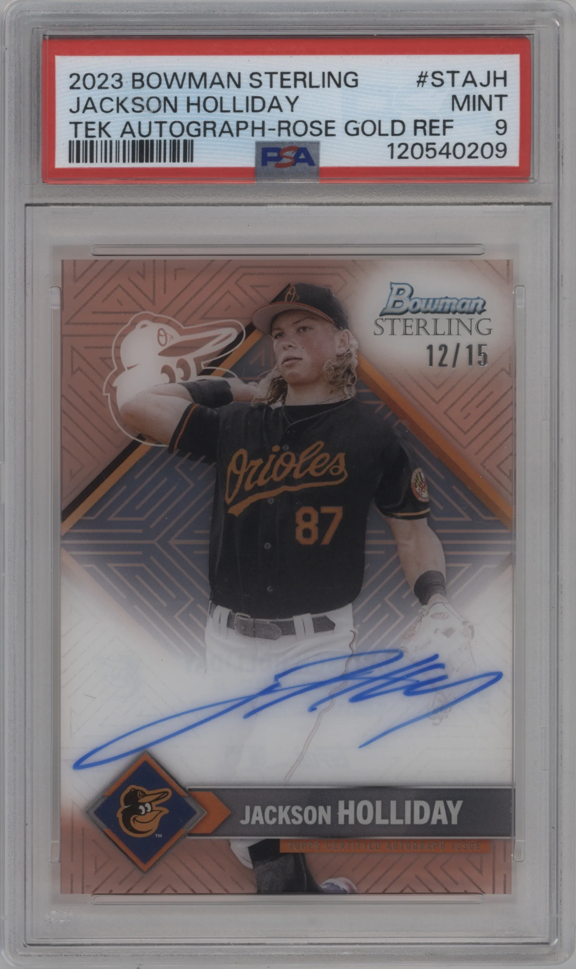 2023 Bowman Sterling Sterling Tek Auto Jackson Holliday Rose Gold #STA-JH PSA 9