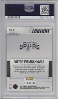 Victor Wembanyama from the 2023-24 Panini Instant NBA set graded by PSA and given an overall grade of 10.
