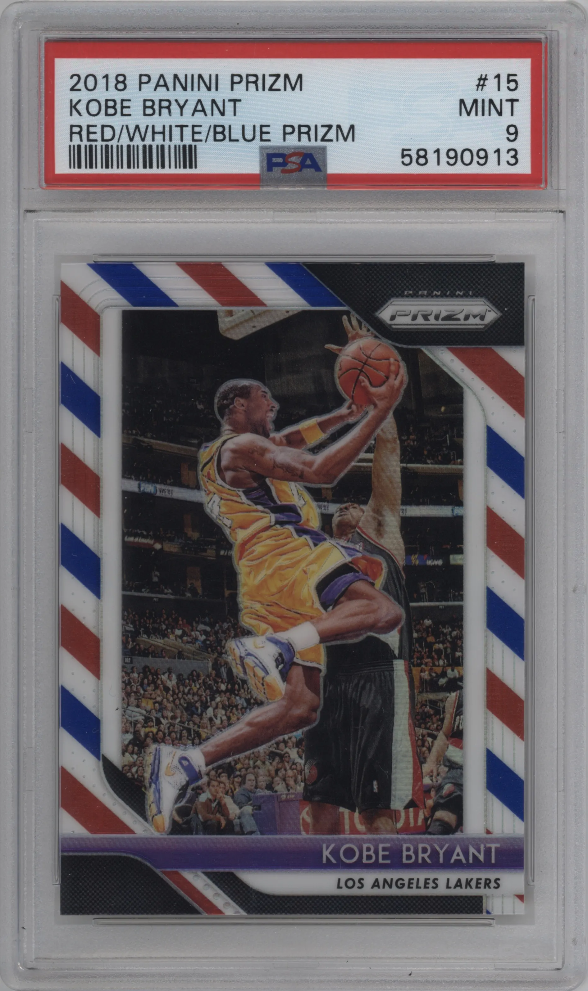 2018 Panini Prizm Kobe Bryant Red White Blue Prizm #15 PSA 9