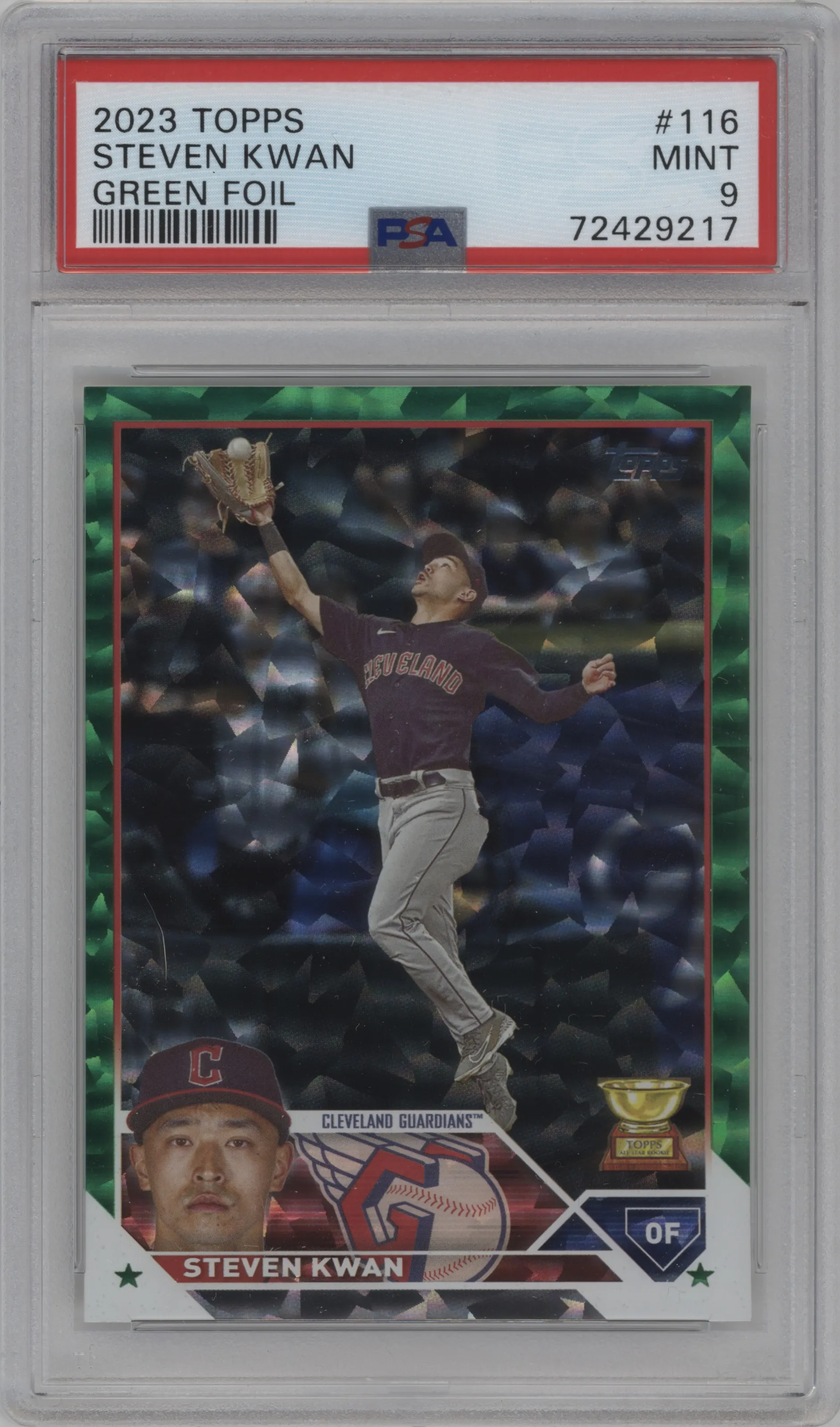2023 Topps Steven Kwan Green Foil #116 PSA 9