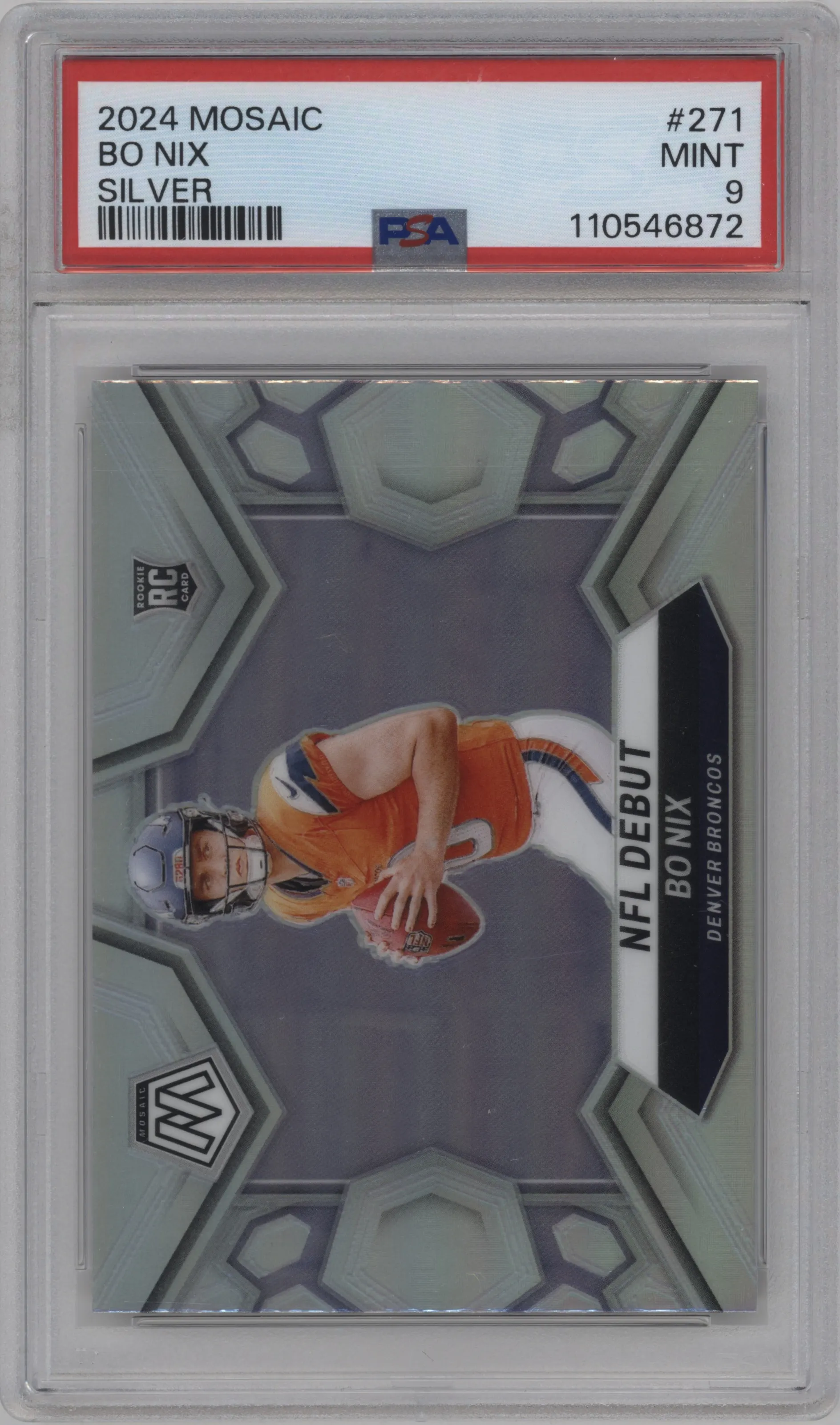 2024 Panini Mosaic Bo Nix Silver #271 PSA 9
