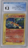 Charizard from the 2001 Pokemon E-CARD set graded by CSG and given an overall grade of 9.5.