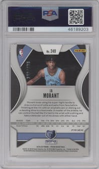 Ja Morant from the 2019-20 Panini Prizm set featuring a Red Prizm parallel graded by PSA and given an overall grade of 10.