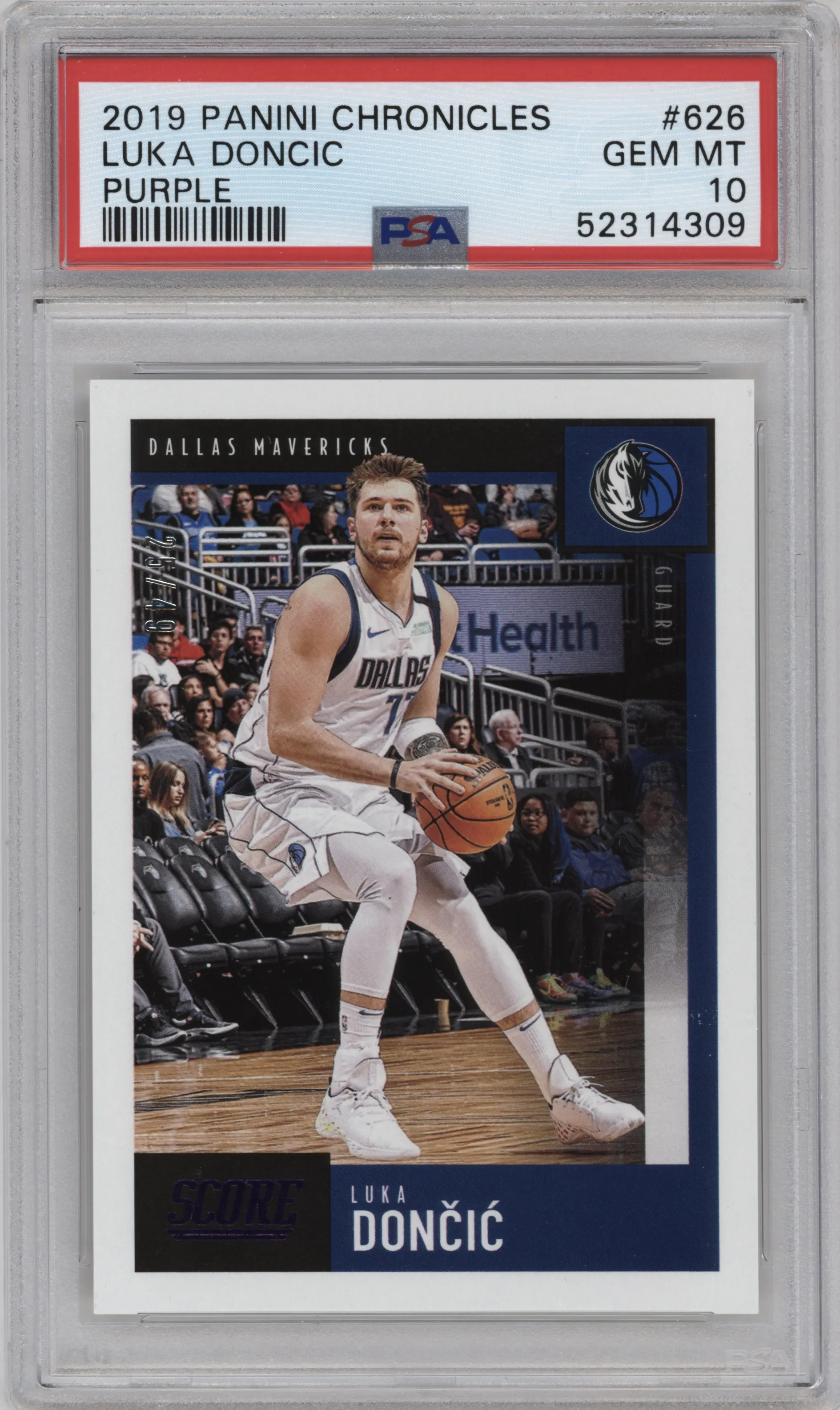 2019 Panini Chronicles Score Luka Doncic Purple PSA 10