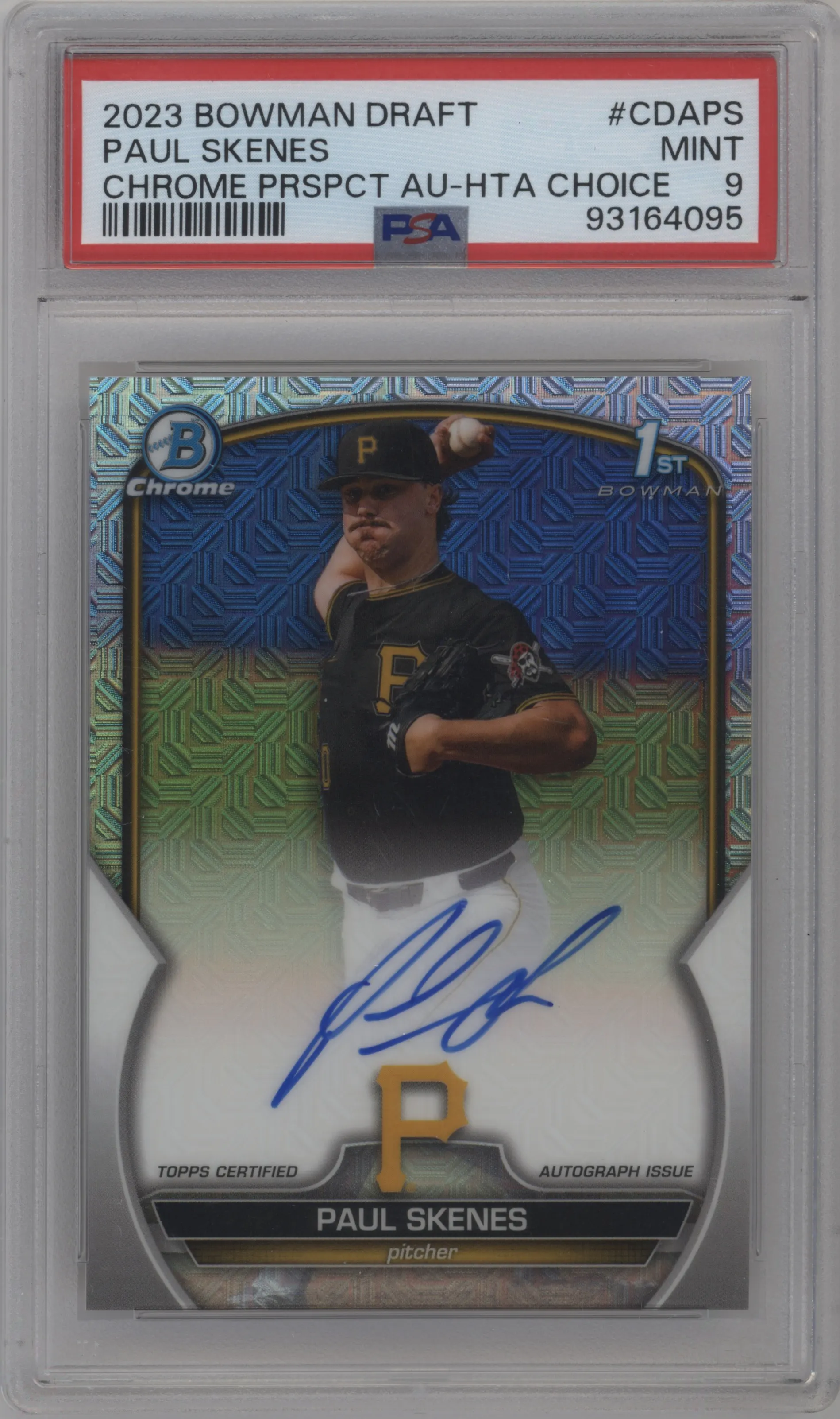 2023 Bowman Draft Chr.Pros.Auto Paul Skenes HTA Choice Refractor #CDA-PS PSA 9