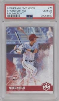 Shohei Ohtani from the 2018 Panini Diamond Kings set graded by PSA and given an overall grade of 10.
