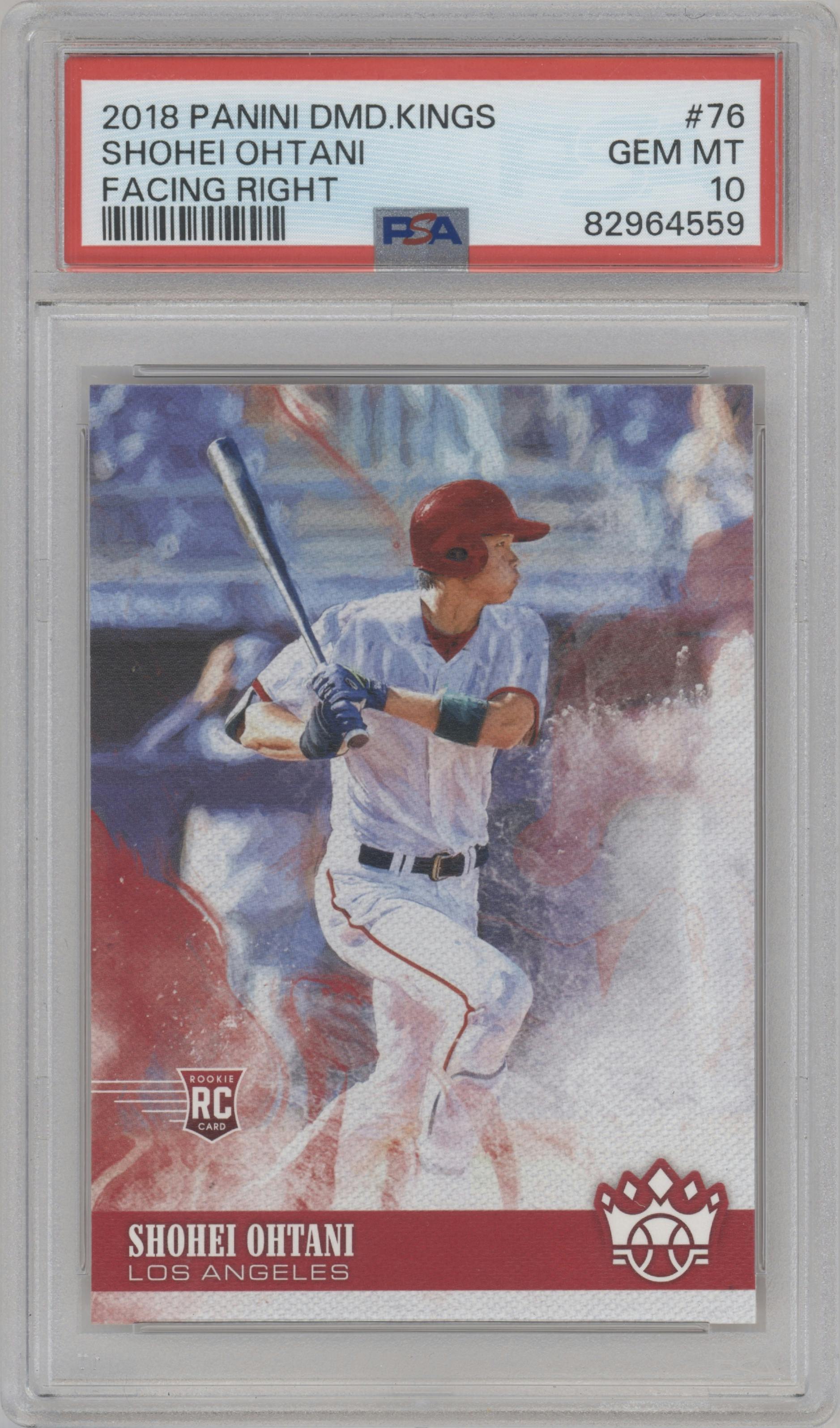 Shohei Ohtani from the 2018 Panini Diamond Kings set graded by PSA and given an overall grade of 10.