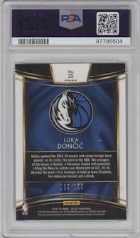 Luka Doncic from the 2018-19 Panini Select  set featuring a Red Prizm parallel graded by PSA and given an overall grade of 9.