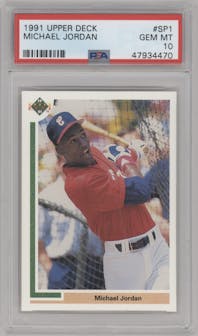 Michael Jordan from the 1991 Upper Deck set graded by PSA and given an overall grade of 10.