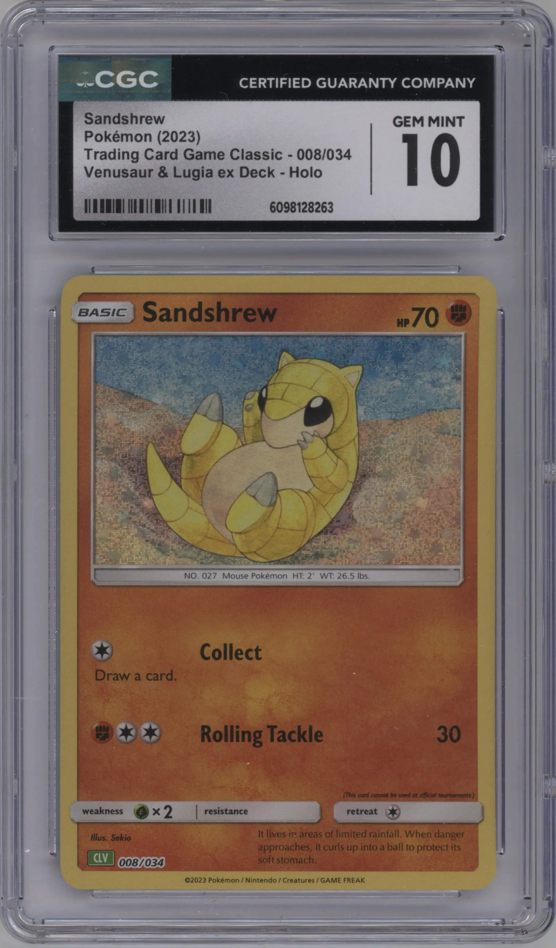 2023 Pokemon CLV Sandshrew CGC 10