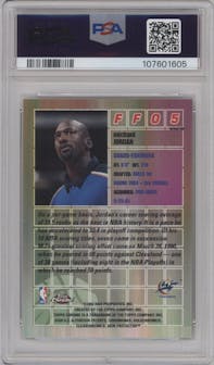 Michael Jordan  from the 2001-02 Topps Chrome set featuring a Refractor  parallel graded by PSA and given an overall grade of 9.