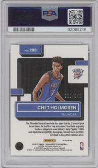 Chet Holmgren from the 2022-23 Panini Donruss Optic  set featuring a Premium Box Set parallel graded by PSA and given an overall grade of 10.