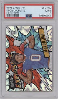 Keon Coleman from the 2024 Panini Absolute set graded by PSA and given an overall grade of 9.