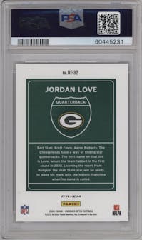 Jordan Love from the 2020 Panini Donruss Optic set graded by PSA and given an overall grade of 10.