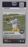 Aaron Rodgers from the 2021 Panini Mosaic set featuring a Purple Mosaic  parallel graded by PSA and given an overall grade of 10.