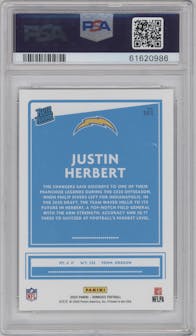 Justin Herbert from the 2020 Panini Donruss set graded by PSA and given an overall grade of 10.